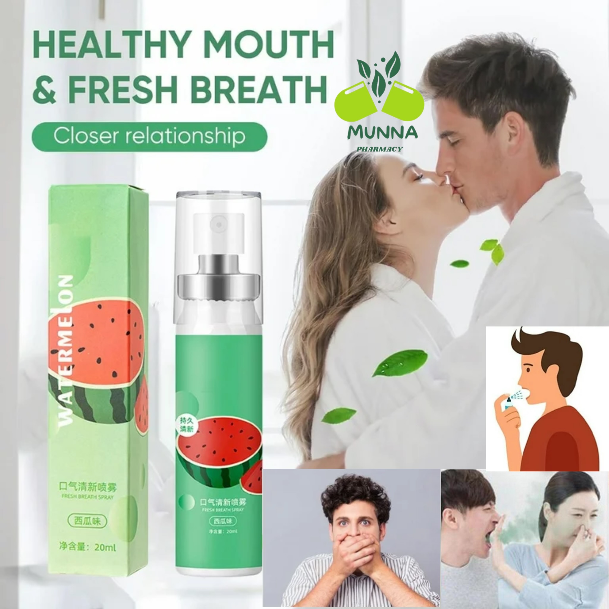 Fruit Flavor Fresh Breath Spray Cool Mouth Freshener Remove Bad Breath Oral Care Portable Work Travel Long Lasting Sweet Spray-22ml