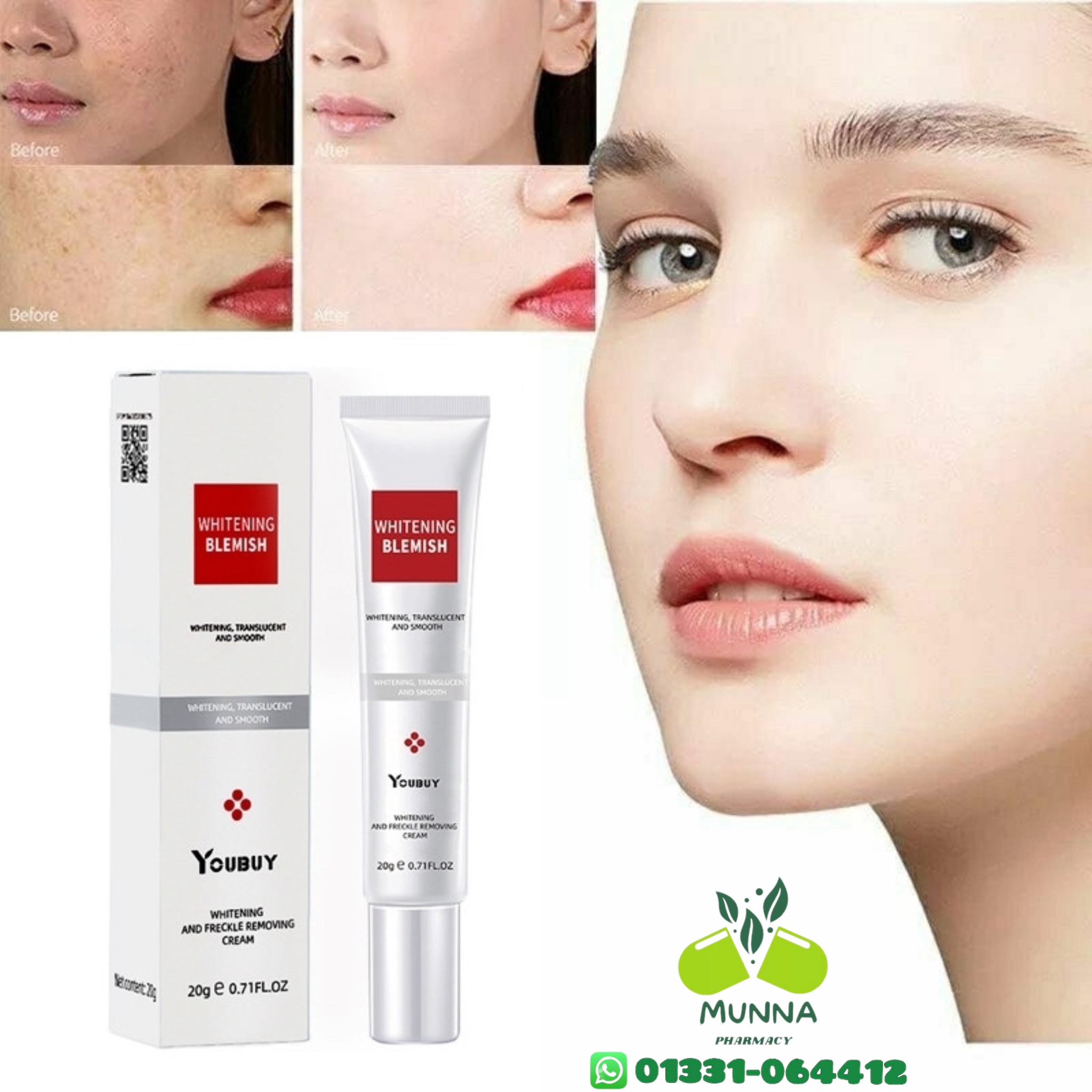 YOUBUY Whitening and Freckle Removing Cream-20gm
